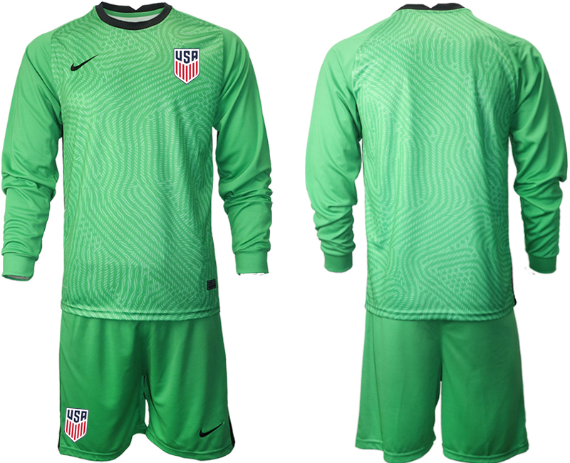 Men 2020-2021 Season National team United States goalkeeper Long sleeve green Soccer Jersey->customized soccer jersey->Custom Jersey